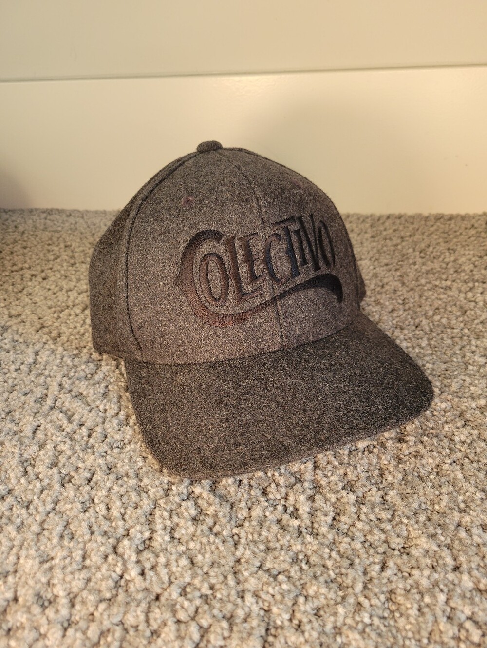 Colectivo Coffee Wool Blend Snapback Hat Gray Structured Green Underbrim OS